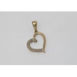 9ct gold heart shaped diamond pendant