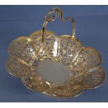 Chinese silver swing handle pierced basket