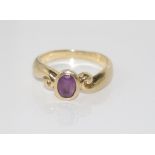 9ct yellow gold and amethyst ring