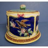 Antique majolica covered cheese dish