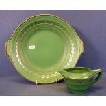 Wedgwood Matt Green plate and jug