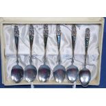 Boxed set six New Zealand silver teaspoons