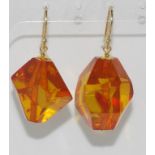 Facetted Baltic honey amber earrings