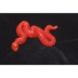 Italian red coral carved snake