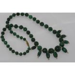 Vintage malachite bead necklace