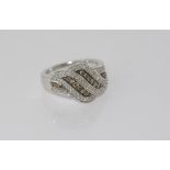 18ct white gold, white & cognac diamond ring