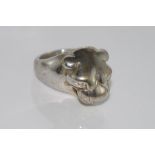 Italian silver tiger ring