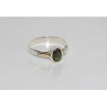 Handmade silver ring with green tourmaline