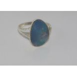 Silver and opal ring