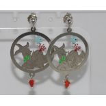 Silver and enamel earrings