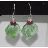 Ruby and fluorite earrings