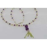 Pearl, amethyst and peridot necklace