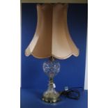 Tall crystal & brass electric table lamp