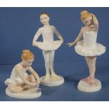 Three Royal Doulton ballerina girl figurines