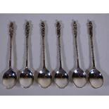 Set of six silver apostle teaspoons