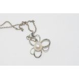 Silver and pearl pendant on silver chain