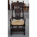 Victorian gothic revival oak high back armchair