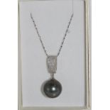 Boxed Tahitian pearl on silver chain