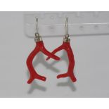Italian red coral earrings with 9ct gold hooks