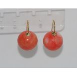 9ct gold and coral bead earrings