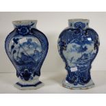 Pair of Delft blue & white ceramic vases