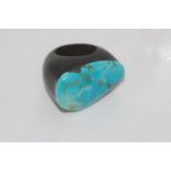 Turquoise and ebony ring