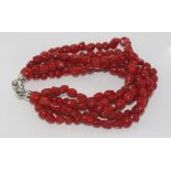 Five strand Italian red coral bracelet