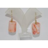 Pink angel skin coral earrings with 9ct hooks