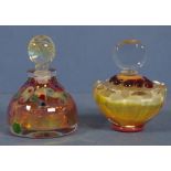 Two art glass perfume bottles by Richard Clements