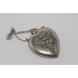 Heart shaped silver scent bottle