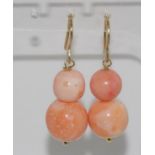 Italian rose coral bead earrings