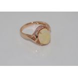 14ct rose gold and opal ring