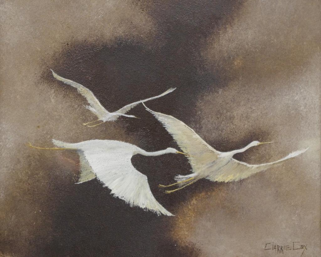 Clarrie Cox (1927-2013), flying egrets