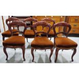 Six Victorian style balloon back chairs