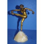 Art Deco bronze & onyx figure