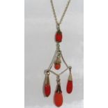 Vintage natural coral pendant set in silver