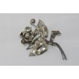 Sterling silver flower & butterfly brooch