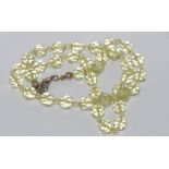 Vintage crystal necklace in lemon colour