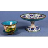 Chinese cloisonne comport bowl and dish