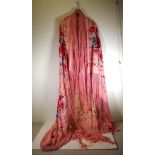 Victorian silk embroidered piano shawl