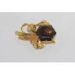 Vintage smokey quartz brooch