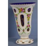 Bohemian flashed glass mantle vase