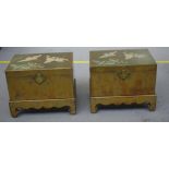 Pair of Eastern gilt wood chests on stands