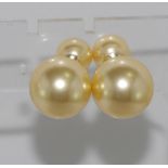 Golden shell pearl earrings - double sided