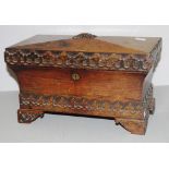 Georgian carved rosewood tea caddy