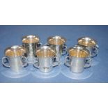 Set of six sterling silver tot cups