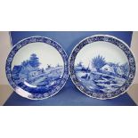 Two large blue & white Delft wall chargers