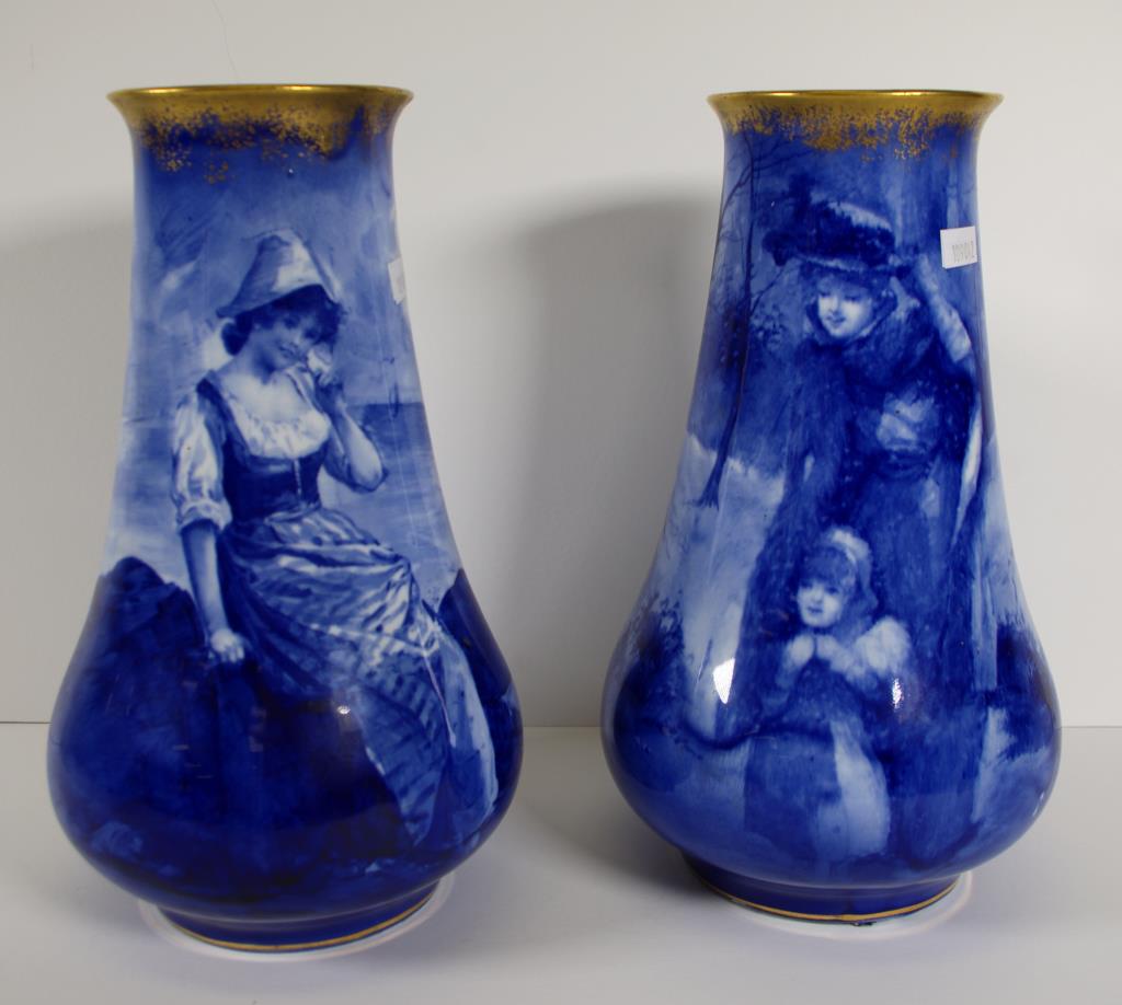 Two Royal Doulton blue children vases