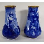 Two Royal Doulton blue children vases
