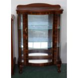 Art deco style walnut display cabinet